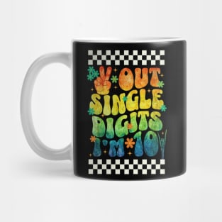 Peace Out Single Digits Retro Groovy 10th Birthday Mug